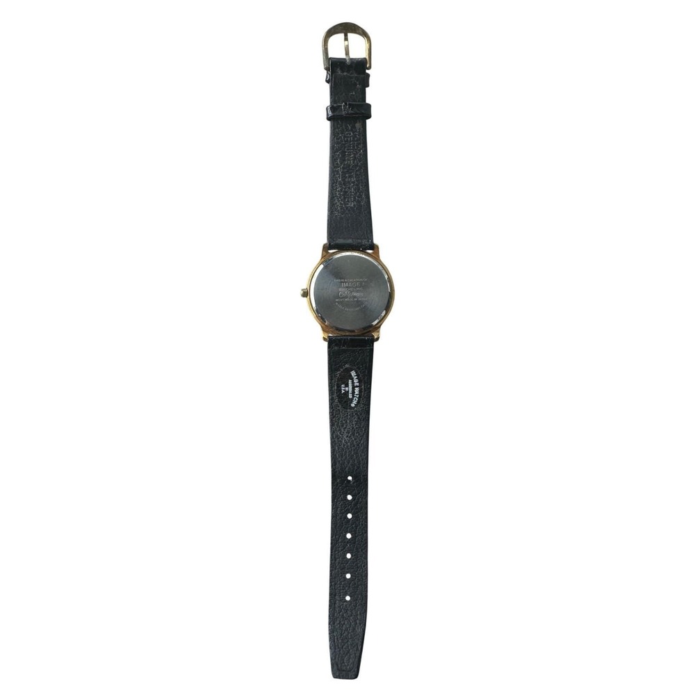 Vintage Sesame Street Live Watch Image Watches Gold Tone Black Leather Strap - Picture 2 of 3